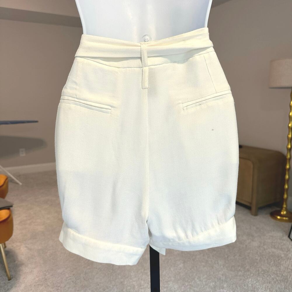 Ivory High-Waisted Tie-Front Shorts - Picture 4 of 5